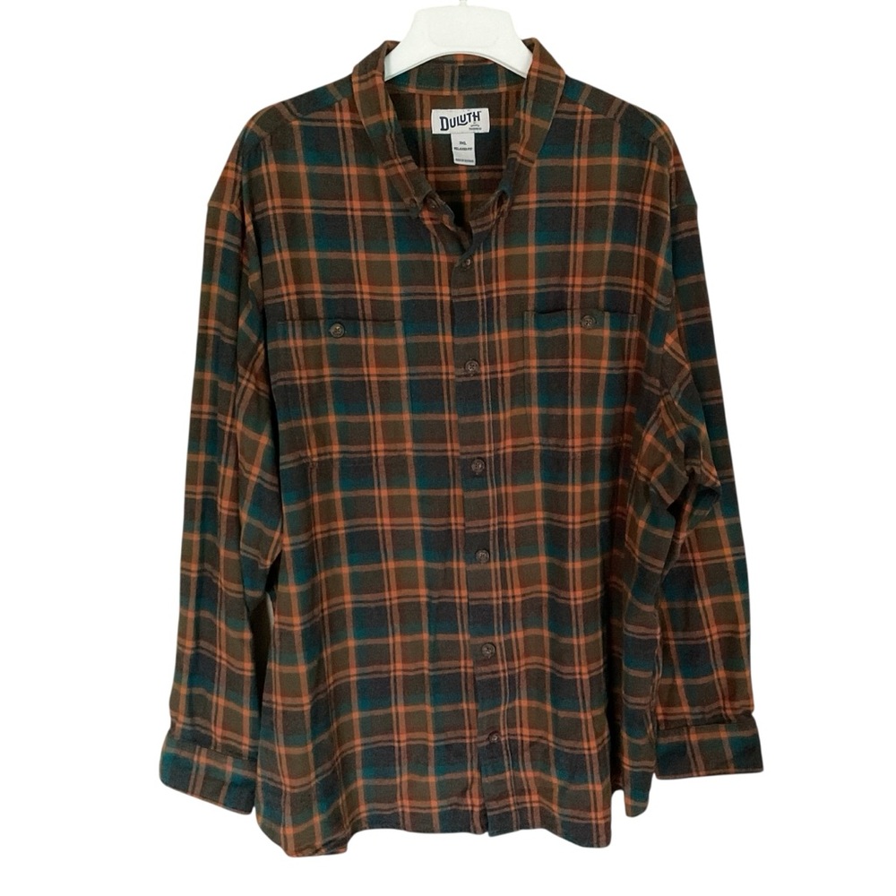 Duluth Trading Mens Sz.3XL Flannel Multicolor Plaid Button Free Swingin' Shirt